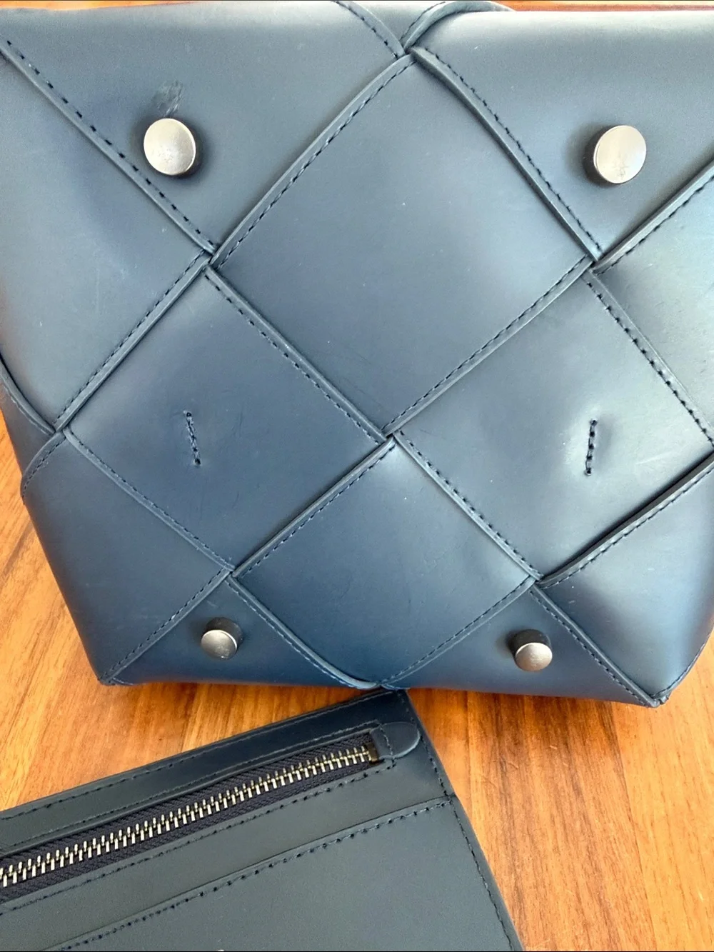 Etienne Aigner Ella Woven blue leather bag / satchel / crossbody